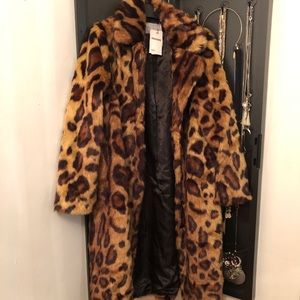 Asos Design curve maxi faux fur leopard coat